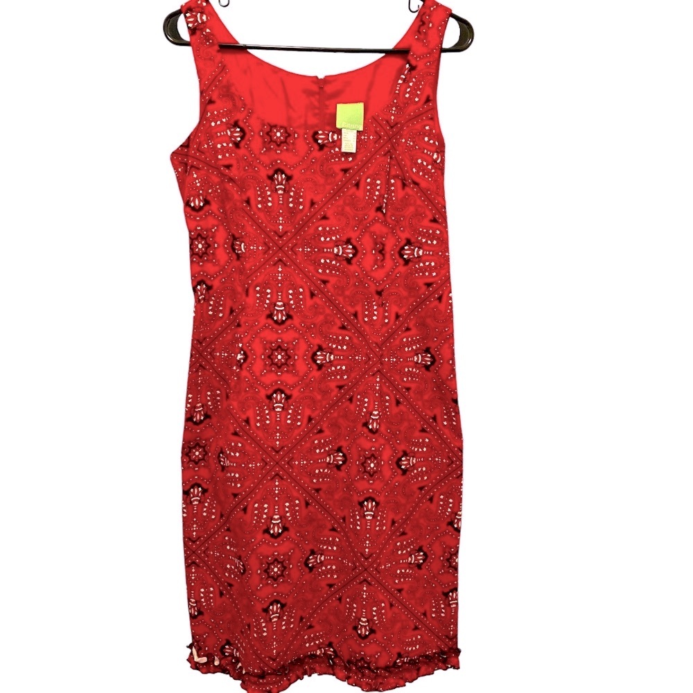 SZ 10 Citrine red paisley bandanna dress